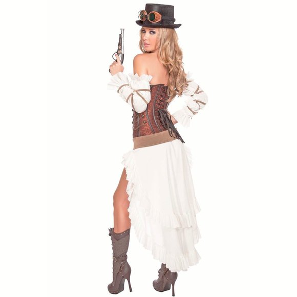 Steampunk Costume Womens Size S 7Pc Brown Halloween Cosplay Roleplay Outfit - Picture 5 of 9